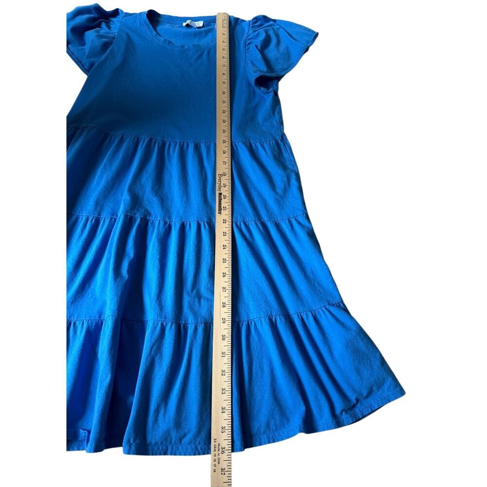 J Crew T shirt Pullover Mini Dress Tiered Crewneck Short Sleeve Blue Medium - Picture 6 of 7